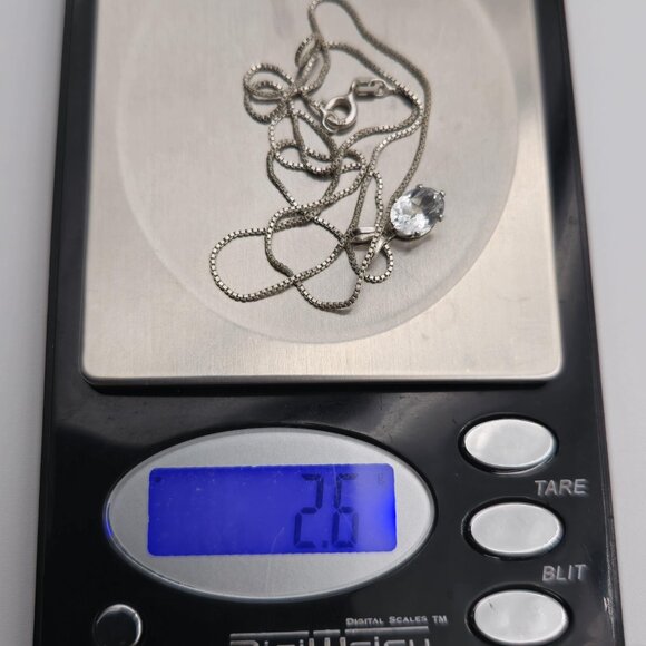 18 Inch Sterling Silver Light Topaz Gem Necklace A1968 - Picture 8 of 8